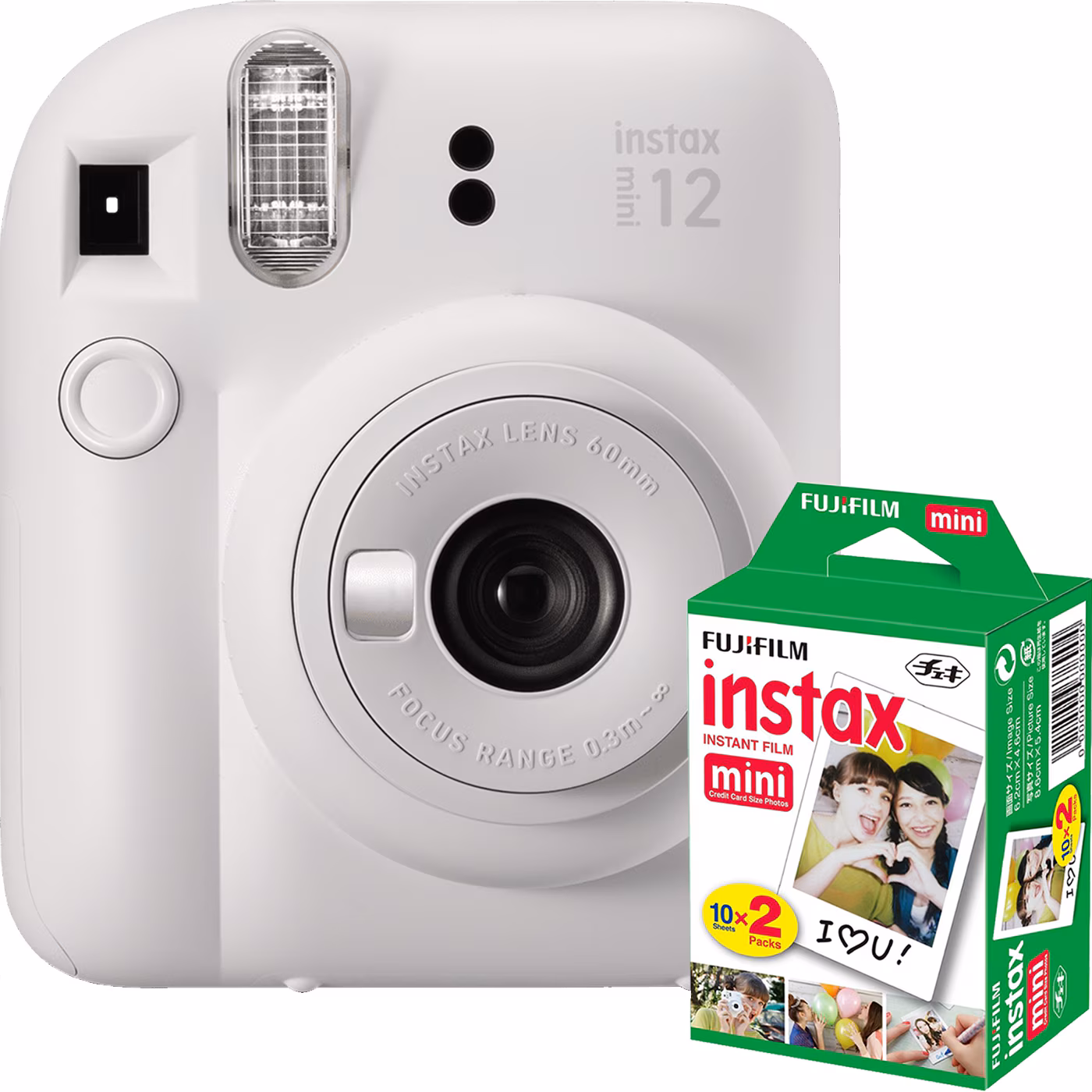 Aparat foto instant Fujifilm Instax Mini 12 Clay White + Film Mini 2x10