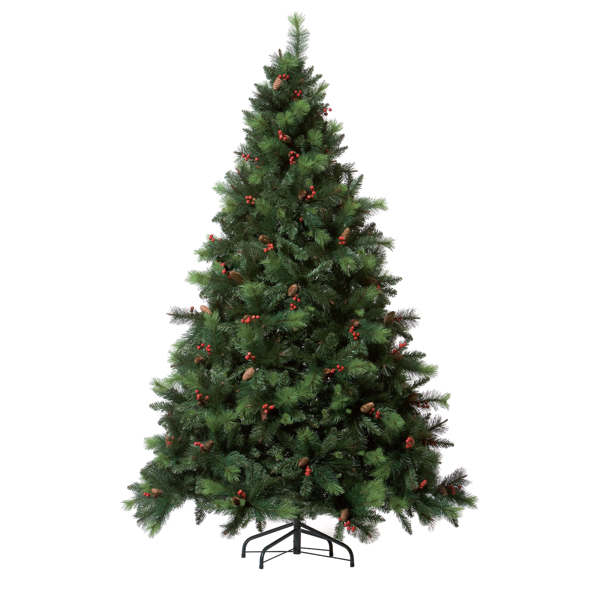 Brad artificial premium Kring Phoenix cu conuri și merișoare 180 cm cu suport metalic verde