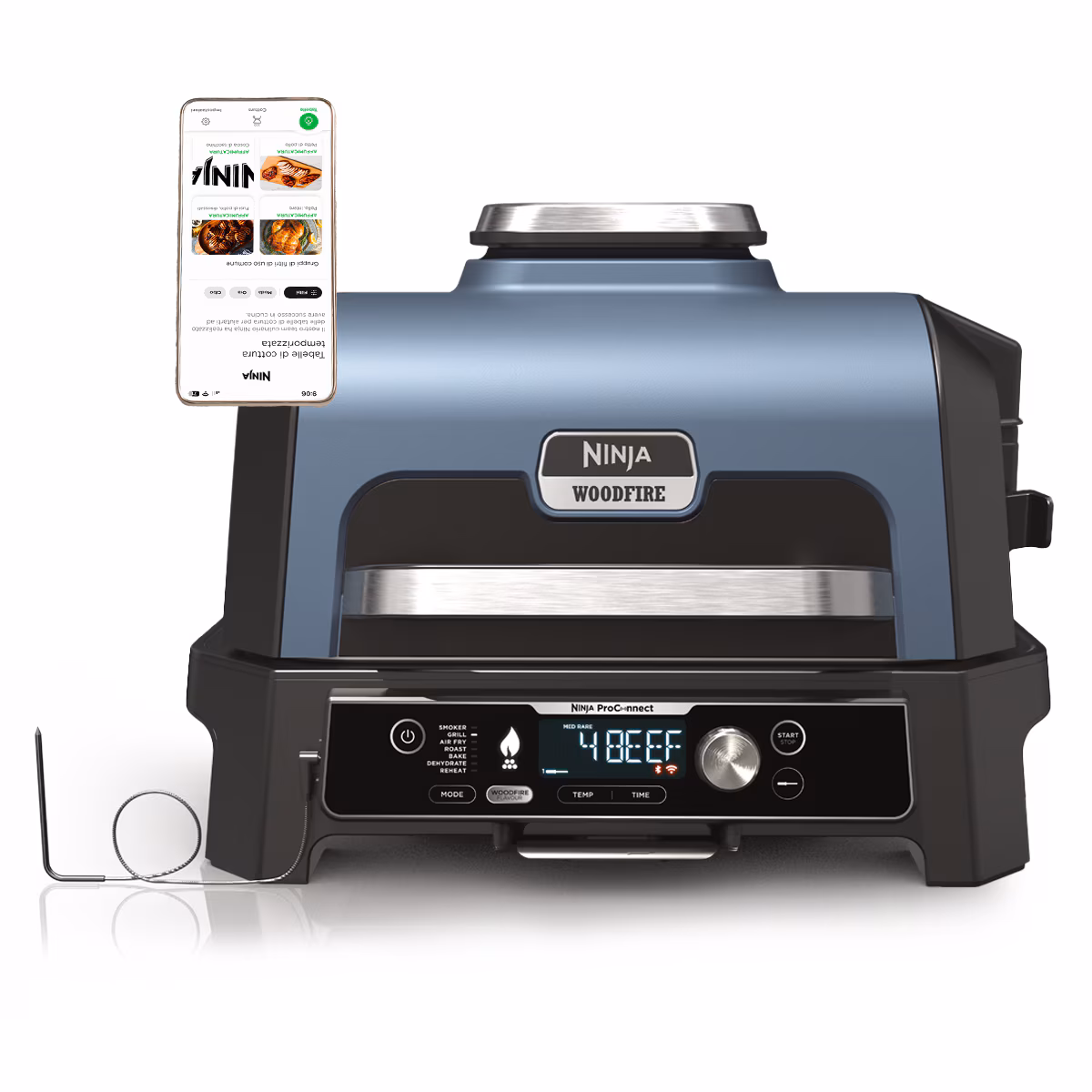 Gratar electric cu functie de afumare Ninja Woodfire Pro Connect XL BBQ Grill OG901