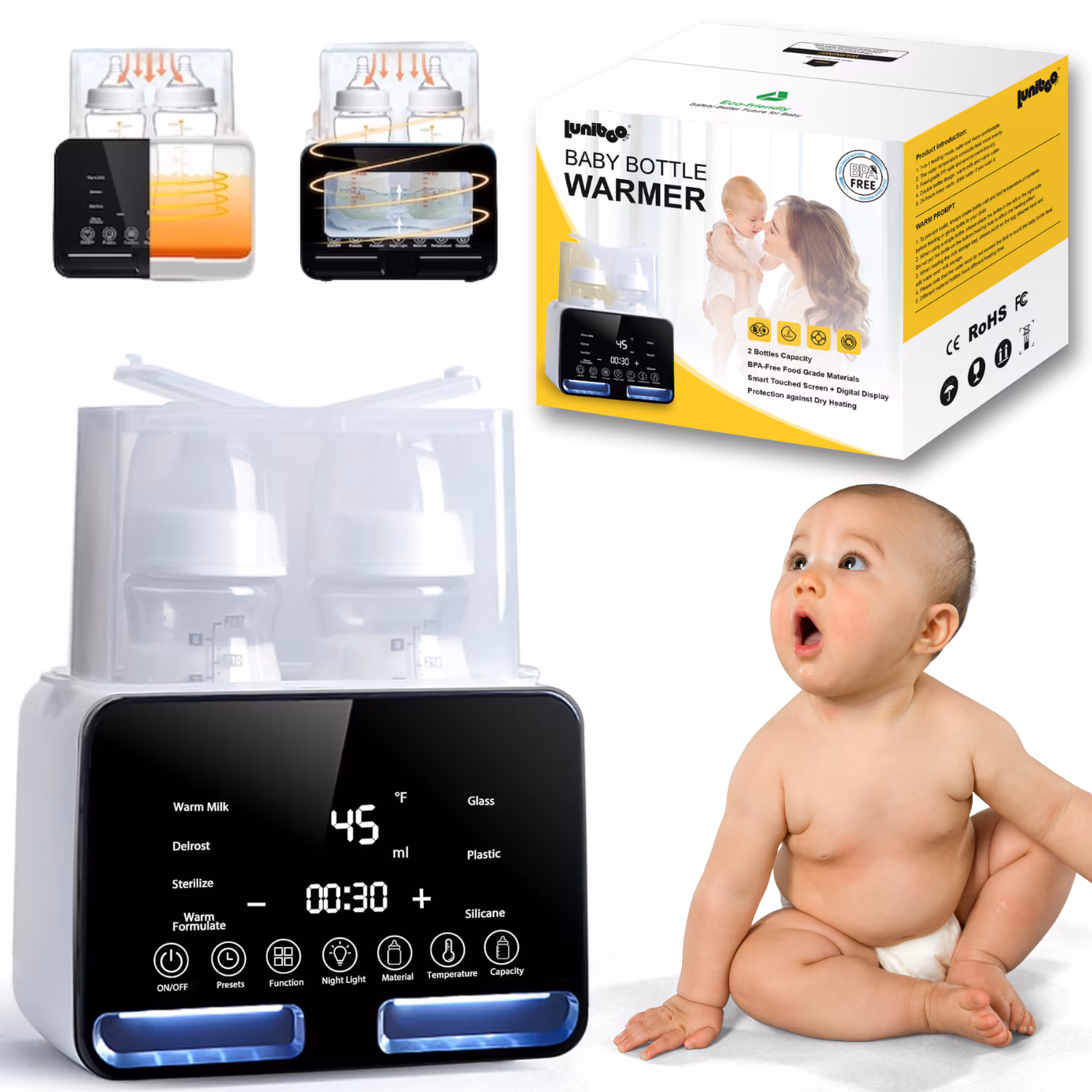 Incalzitor Biberoane Portabil Dublu