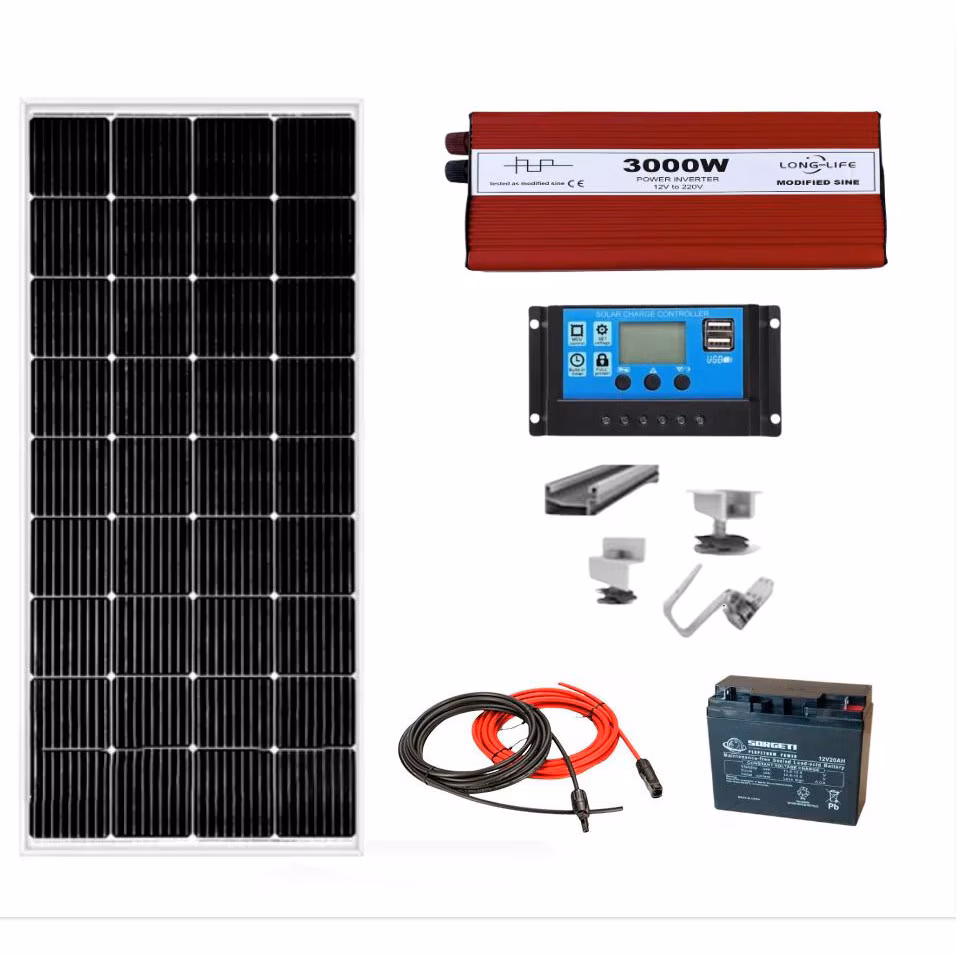 Kit solar fotovoltaic off grid invertor 3000W 12V si 24V