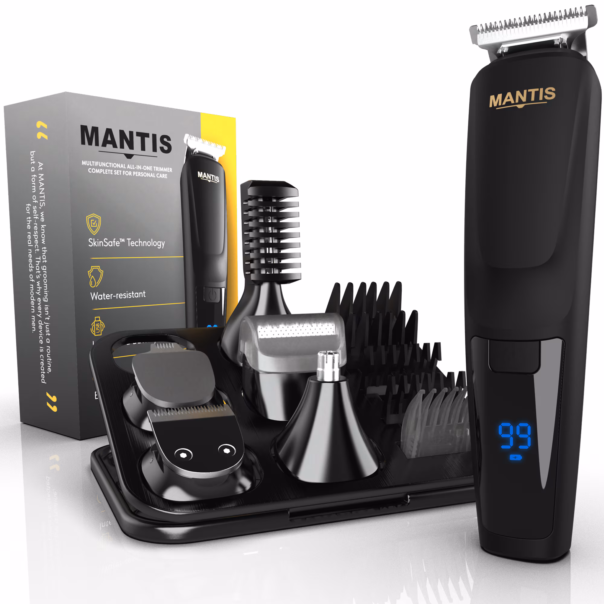 Masina de Tuns si Aparat de Tuns si Ras Profesional MANTIS Omnigroomer – Trimmer 6-in-1 pentru Barba