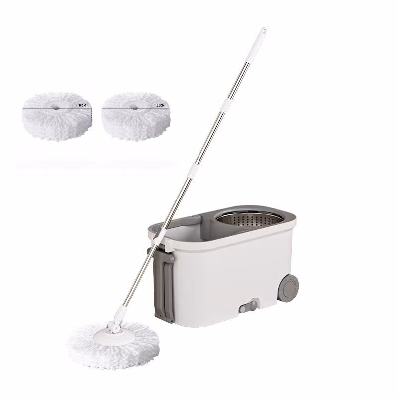 Set Galeata Mop Rotativ cu Doua rezerve cu stoarcere inox si scurgere separata Dreamramp