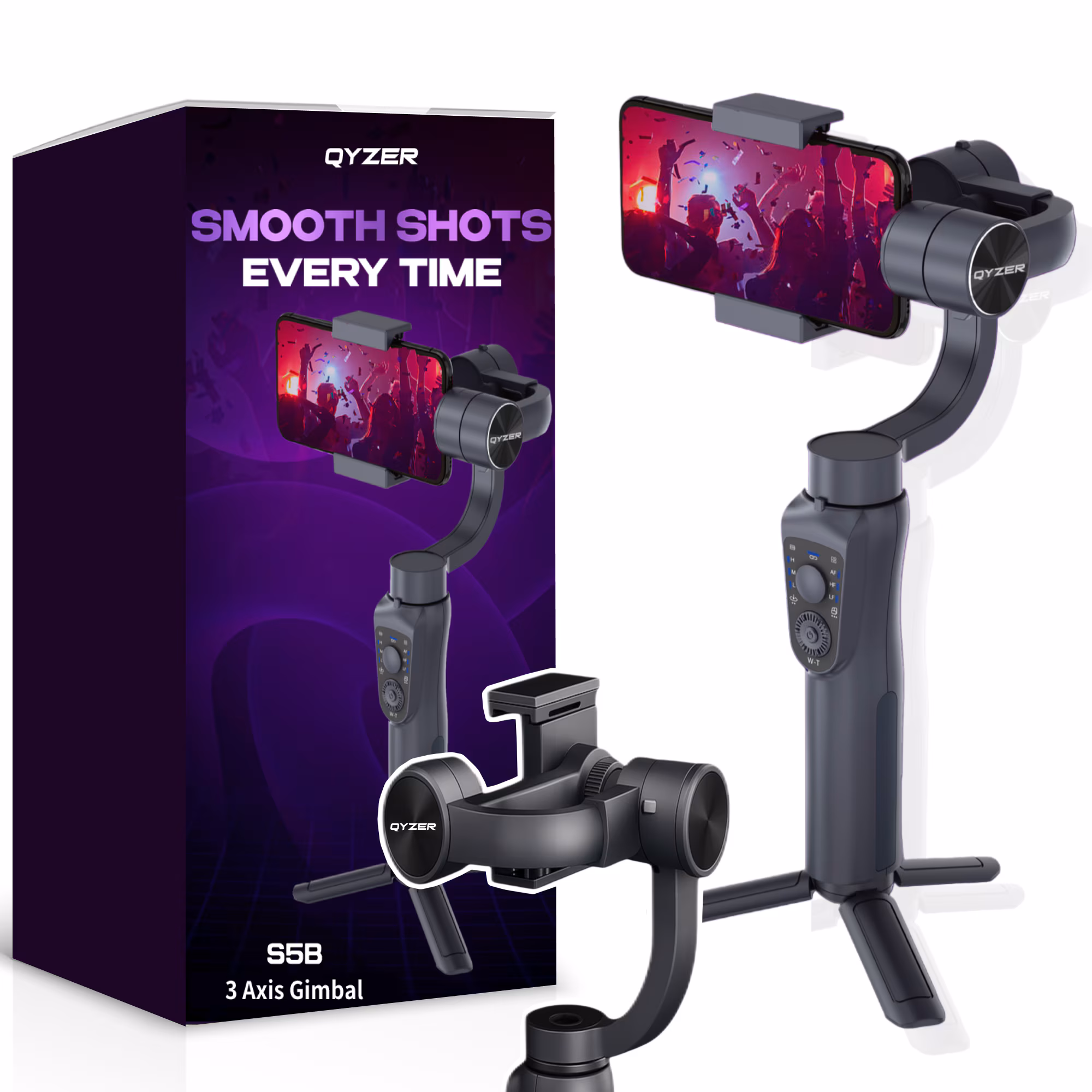 Stabilizator de Imagine Telefon si GoPro QYZER®